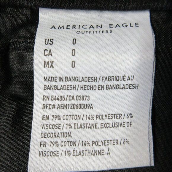 AMERICAN EAGLE Curvy Mom Short Womens Size 0 Cuffed Hem Black Ripped Denim Jeans - Picture 7 of 15